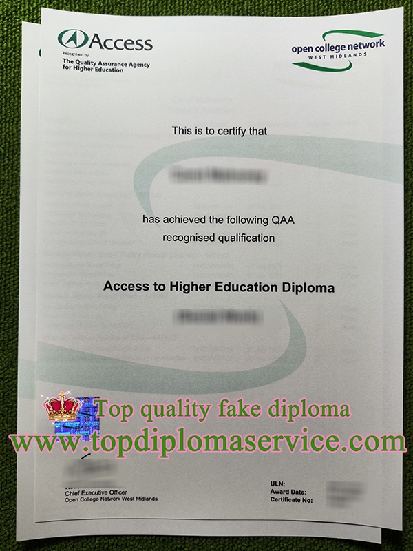 Access to HE diploma, Open College Network certificate,