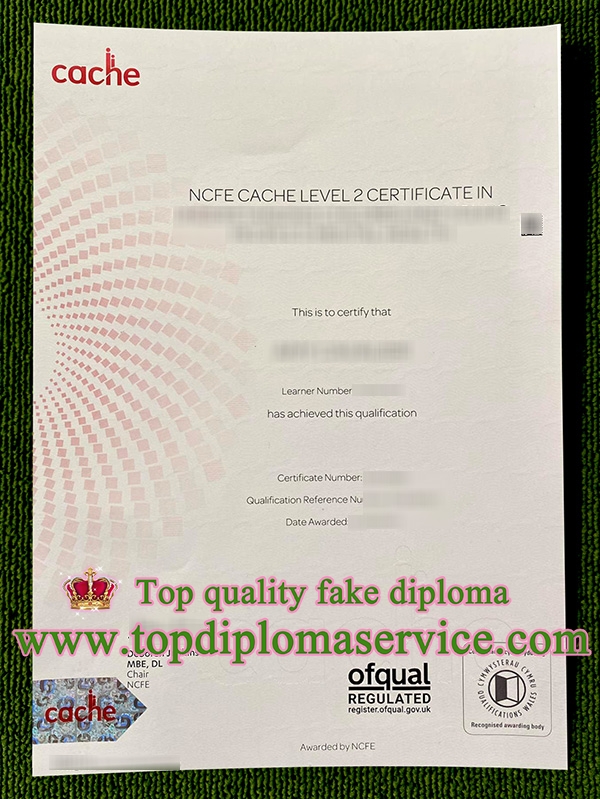 NCFE certificate, NCFE CACHE certificate,