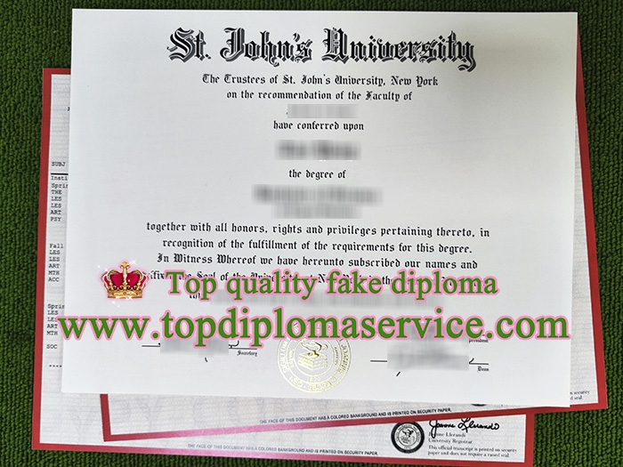 St. John's University diploma, St. John's University certificate,