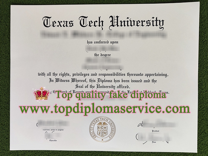 Texas Tech University fake diploma, Texas Tech University certificate,