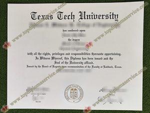 Texas Tech University fake diploma, Texas Tech University certificate,