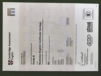 Cambridge Business English certificate, BEC Vantage certificate,