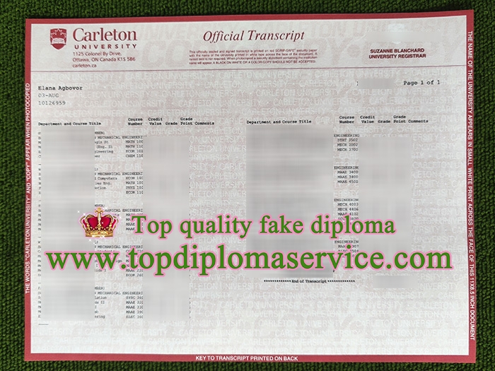 Carleton University transcript