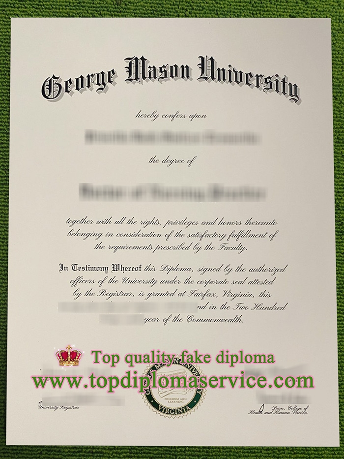 George Mason University diploma, George Mason University certificate,