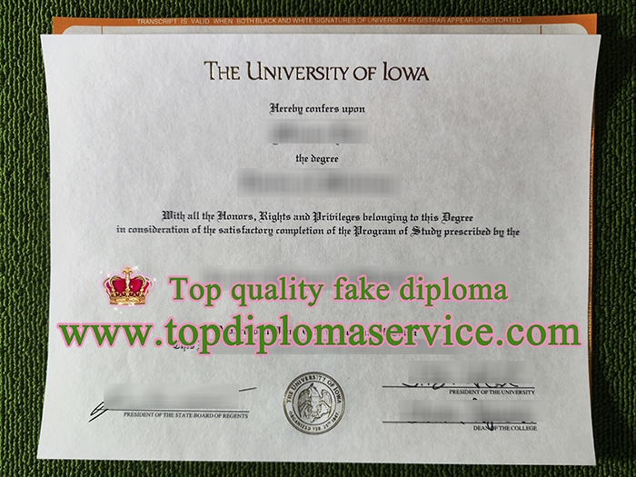 University of Iowa diploma, University of Iowa certificate,