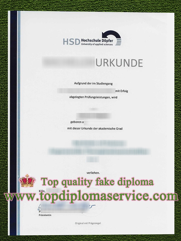 HSD Hochschule Döpfer urkunde, HSD Hochschule Döpfer diploma,