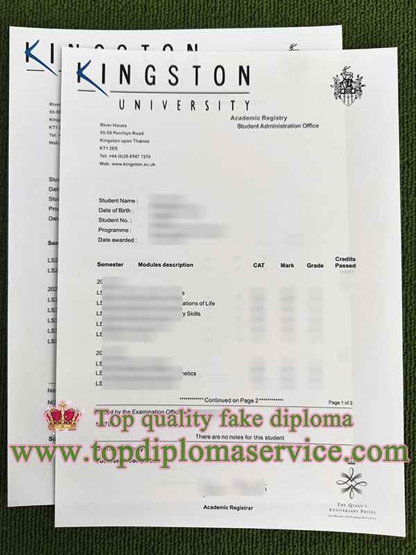 Kingston University transcript