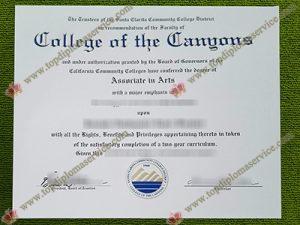 College of the Canyons diploma, College of the Canyons certificate,