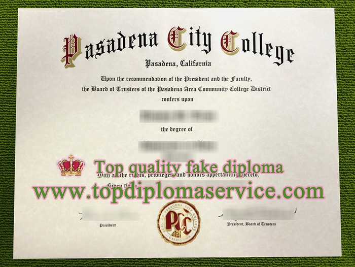 Pasadena City College diploma, Pasadena City College certificate,