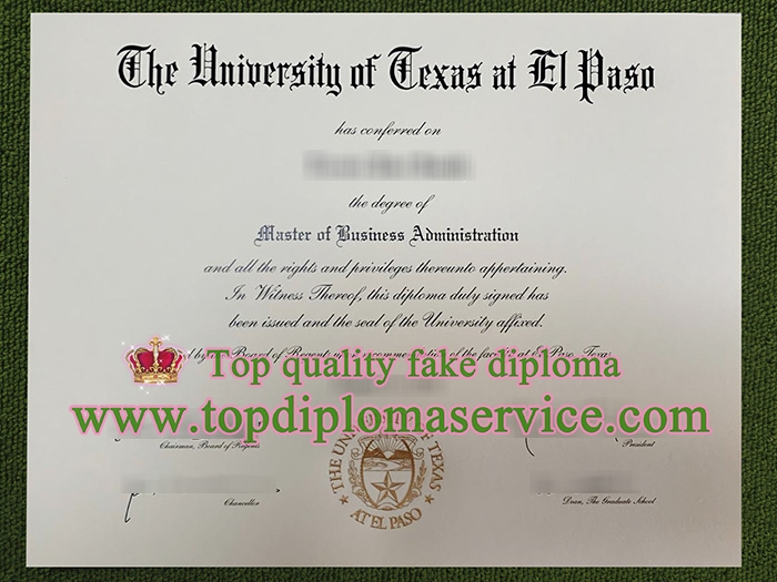 University of Texas at El Paso diploma, UTEP MBA diploma,