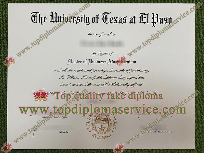 University of Texas at El Paso diploma, UTEP MBA diploma,