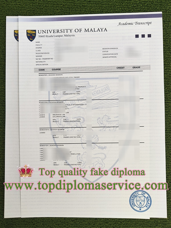 Universiti Malaya transcript
