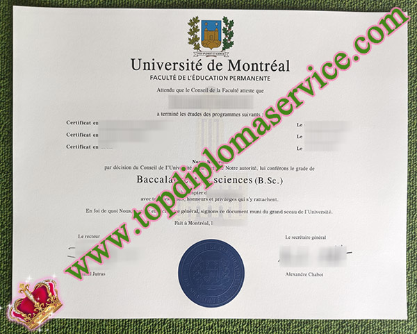 Université de Montréal diploma, University of Montreal bachelor degree,