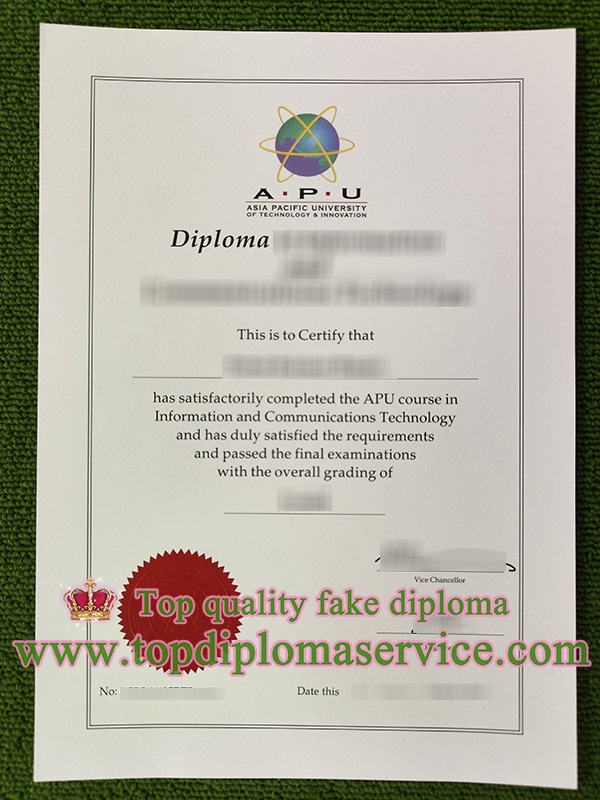 Asia Pacific University diploma, Asia Pacific University certificate,