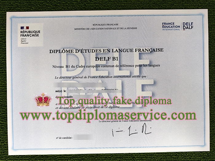 DELF B1 certificate, DELF B1 diplome,