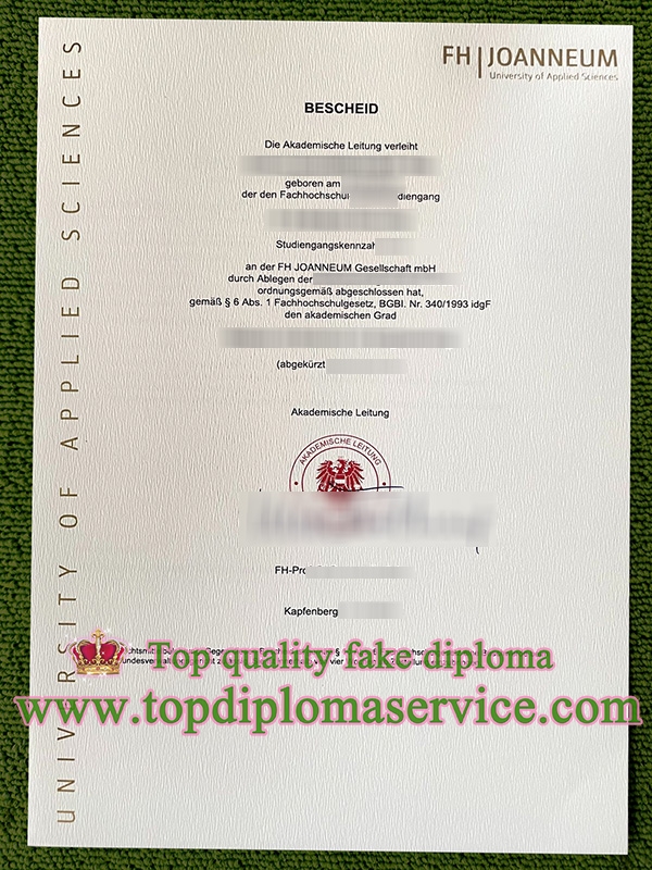 FH JOANNEUM bescheid, FH JOANNEUM diploma,