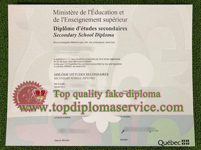 Québec Secondary School diploma, Québec diplôme d'études secondaires,