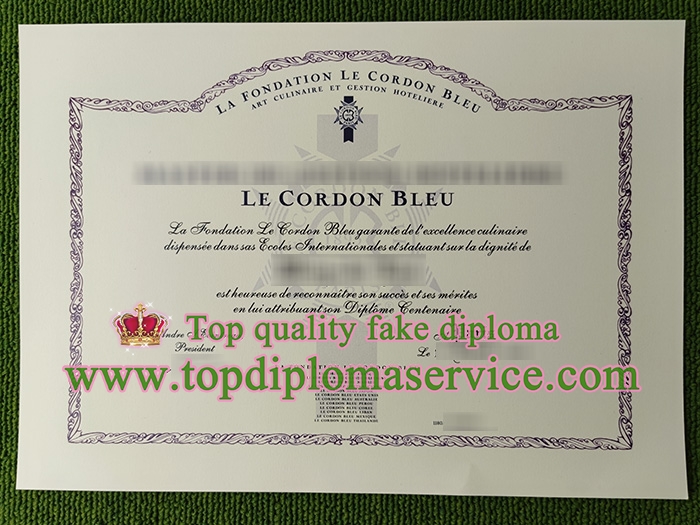 Le Cordon Bleu diploma, Le Cordon Bleu certificate,