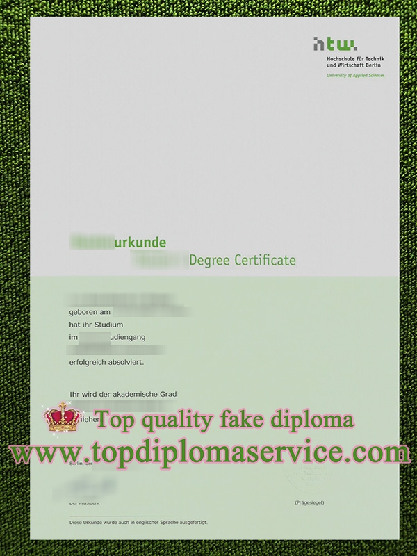 HTW Berlin degree certificate, Hochschule für Technik und Wirtschaft Berlin urkunde,