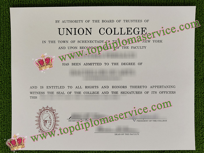 Union College diploma, Union College certificate,