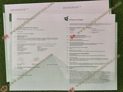 Universitat St. Gallen transcript, Universitat St. Gallen diploma supplement,