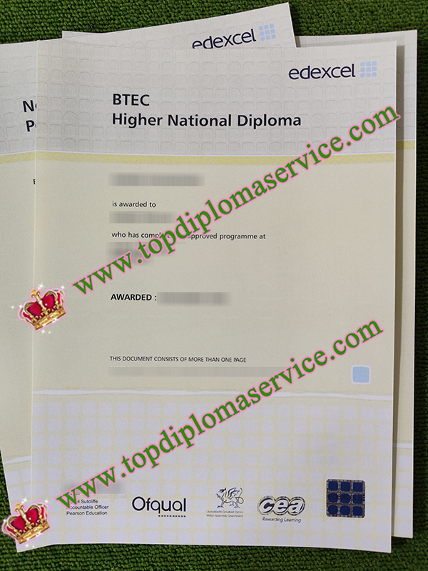 BTEC Higher National Diploma, BTEC certificate,