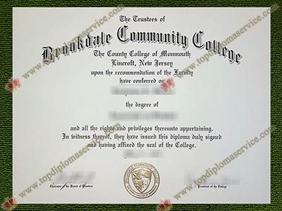 Brookdale Community College diploma, Brookdale Community College certificate,