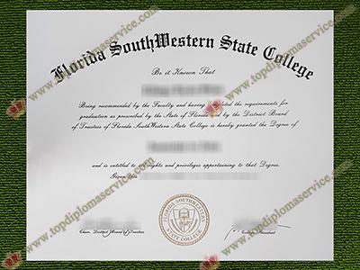 Florida SouthWestern State College diploma, Florida SouthWestern State College certificate,