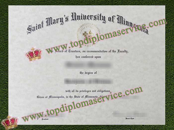 Saint Mary's University of Minnesota diploma, Saint Mary's University of Minnesota certificate,