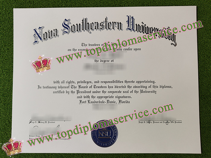 Nova Southeastern University diploma, Nova Southeastern University certificate,