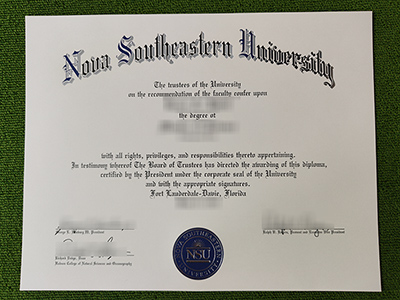 Nova Southeastern University diploma, Nova Southeastern University certificate,