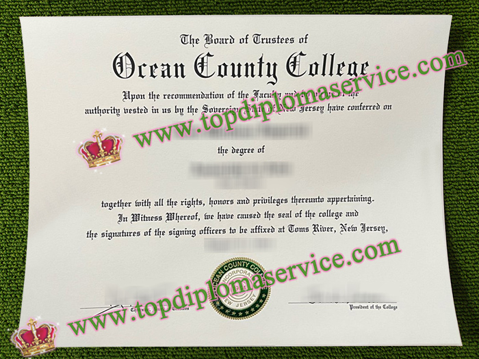 Ocean County College diploma, Ocean County College degree,