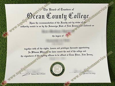 Ocean County College diploma, Ocean County College degree,