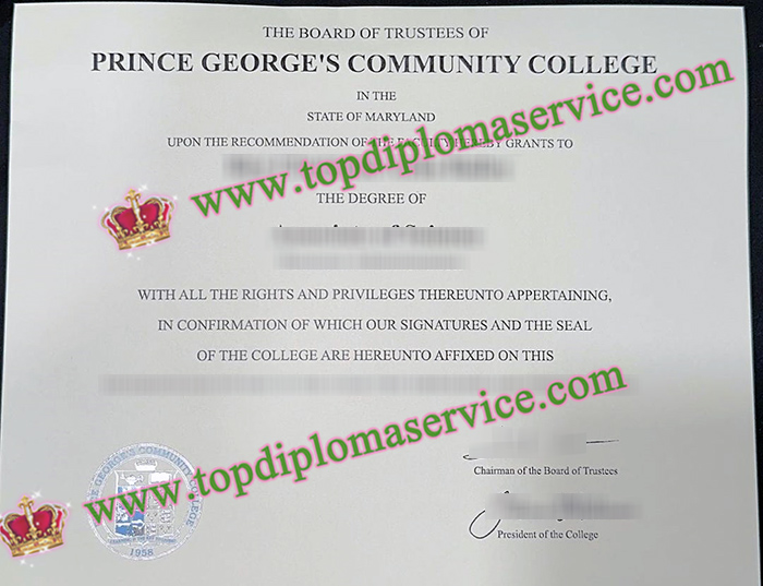 Prince George's Community College diploma, Prince George's Community College certificate,