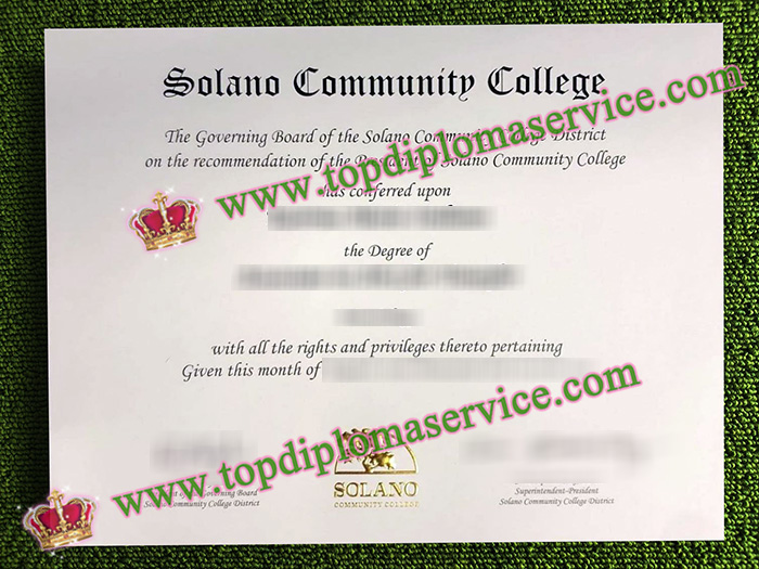 Solano Community College diploma, Solano Community College certificate,
