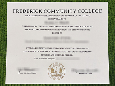 Frederick Community College diploma, FCC associate degree,