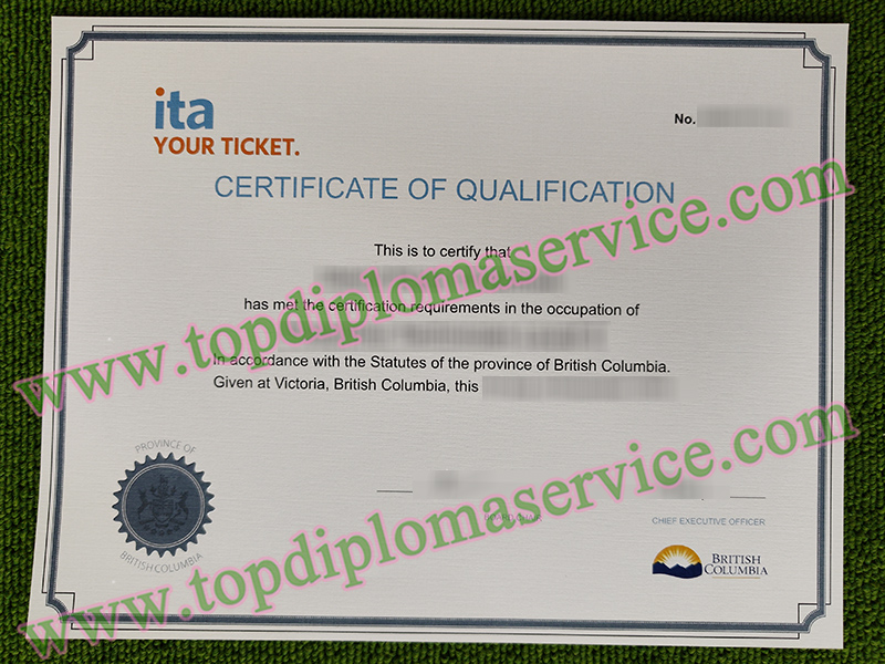 ITA certificate of qualification, Industry Training Authority certificate,
