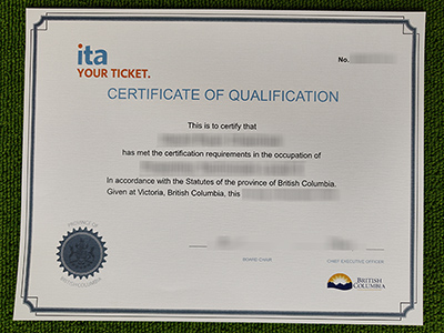 ITA certificate of qualification, Industry Training Authority certificate,