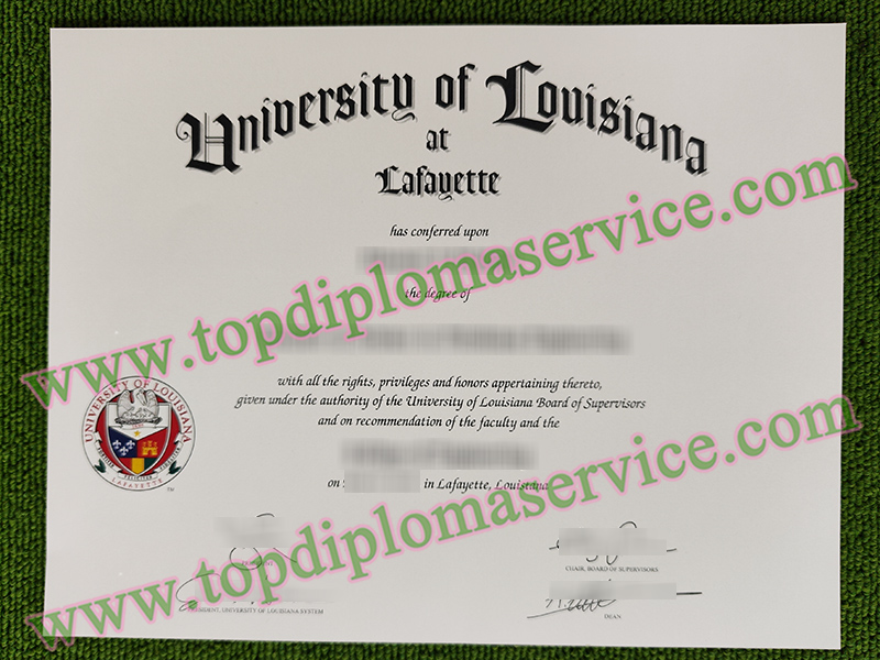 University of Louisiana at Lafayette diploma, University of Louisiana certificate,