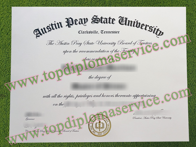 Austin Peay State University diploma, Austin Peay State University certificate,