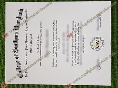 College of Southern Maryland fake diploma, College of Southern Maryland certificate,