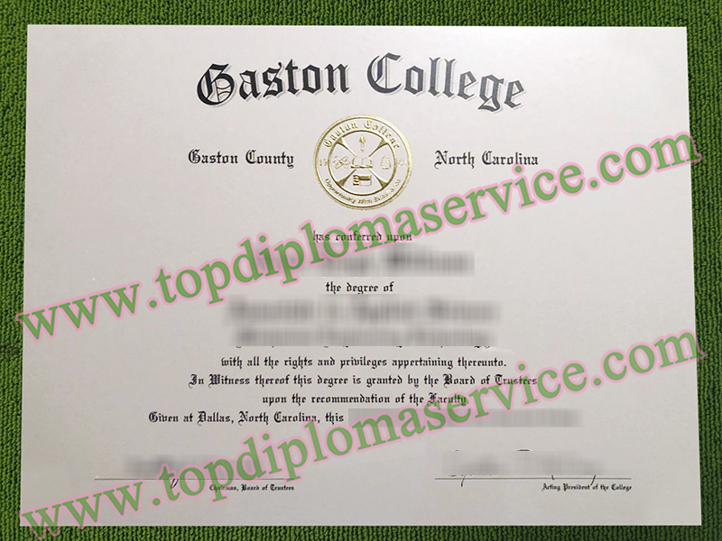 Gaston College fake diploma, Gaston College certificate,