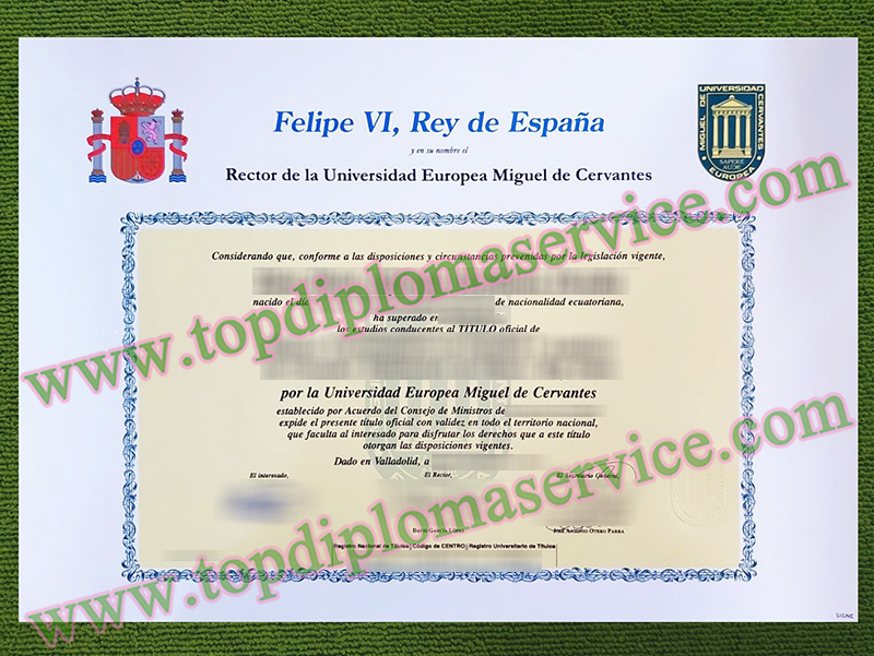 Universidad Europea Miguel de Cervantes título, Miguel de Cervantes European University diploma,