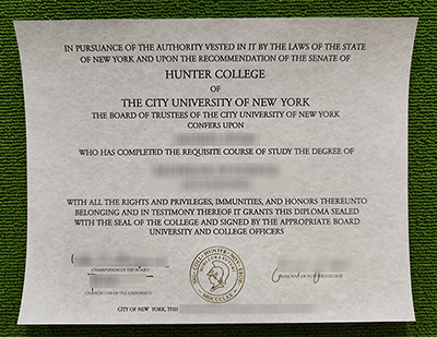 Hunter College diploma certificate