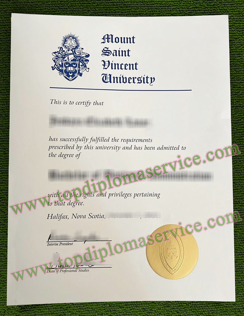 MSVU diploma, Mount Saint Vincent University degree,