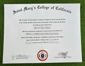 Saint Mary's College of California diploma, Saint Mary's College certificate,