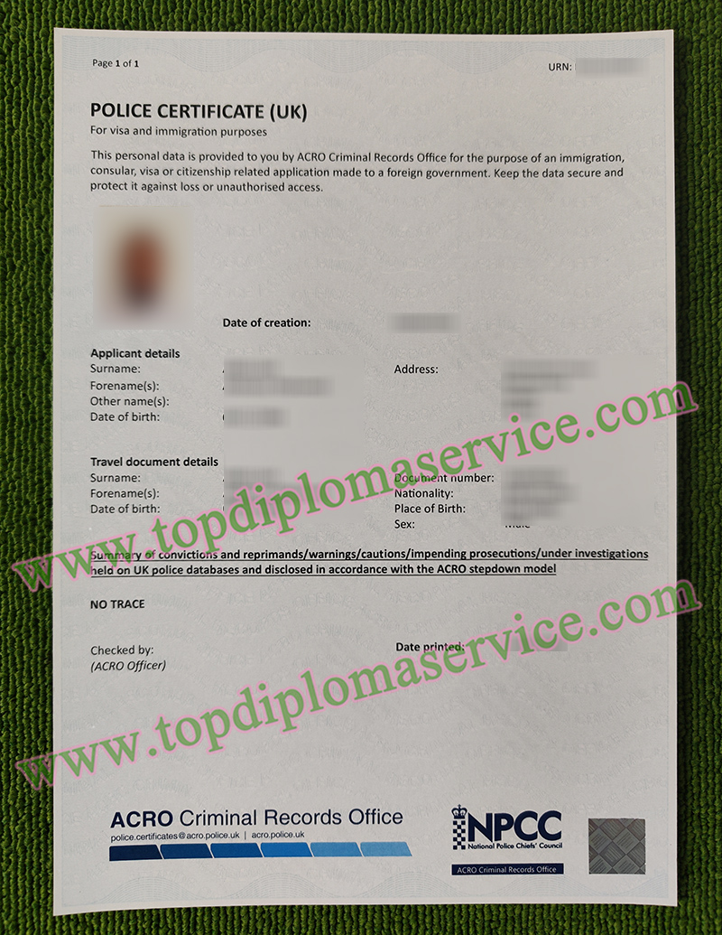 UK Police Certificate, ACRO police certificate,
