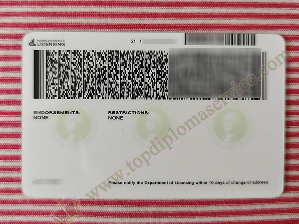 Washington Driving license scannable code
