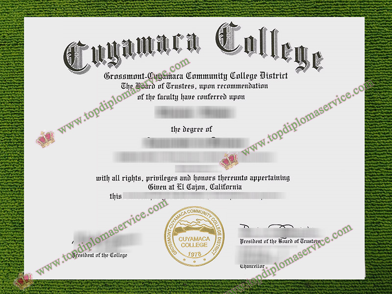 Cuyamaca College diploma