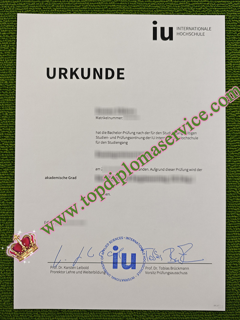 IU Internationale Hochschule urkunde, IU Internationale Hochschule degree,
